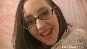 Nerdy cutie goes super-naughty and gives a oral pleasure