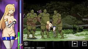 Platinum-blonde warrior having fuck-a-thon with orks fellows in Golden Rp Chronicle new hentai gameplay