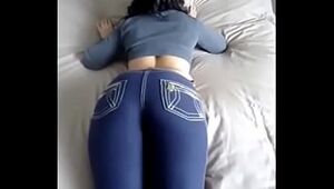 blue cock-squeezing spread trousers