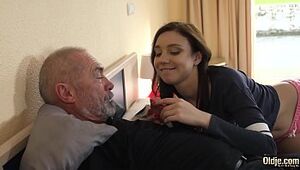 Super-naughty grandfather screws young woman hard-core and she bj's his boy man meat before gulping the jism shot